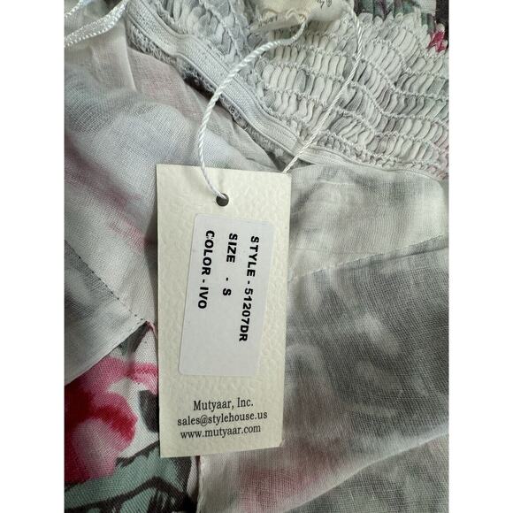 NWT! "Sim & Sam" Dress SZ S White wW/Pink Floral Tie Back Wrap,Criss Cross Back - Picture 11 of 13